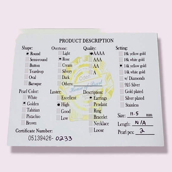 AUTHENTIC ROSE GOLDEN SOUTHSEA PEARL - Picture 7 of 7